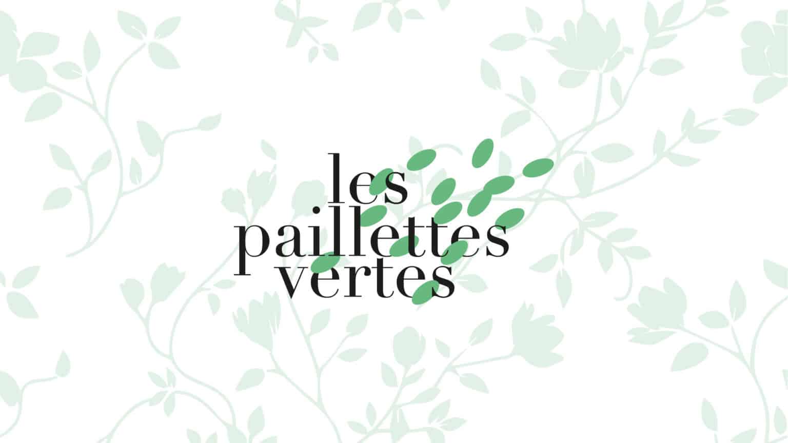Logo Les Paillettes Vertes sur fond de fleurs