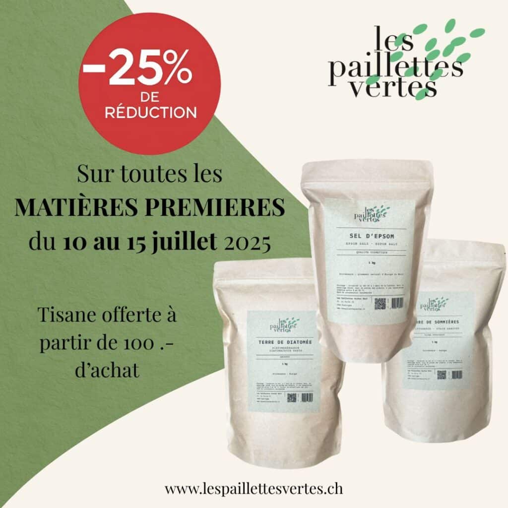 Promo matières premieres lespaillettesvertes.ch